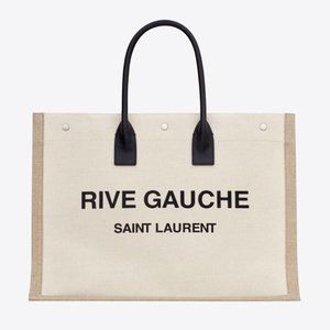 SAINT LAURENT | RIVE GAUCHE LARGE TOTE BAG | CANVAS AND LEATHER